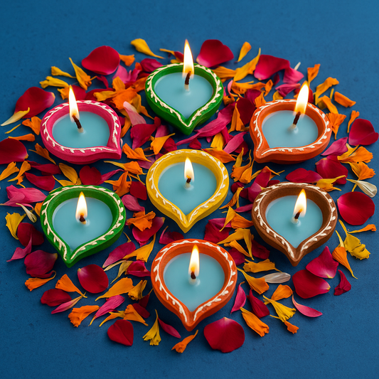 Handmade Clay Diya with Soya Wax – Eco-Friendly Smokeless Burning (1 set - 6 diya )